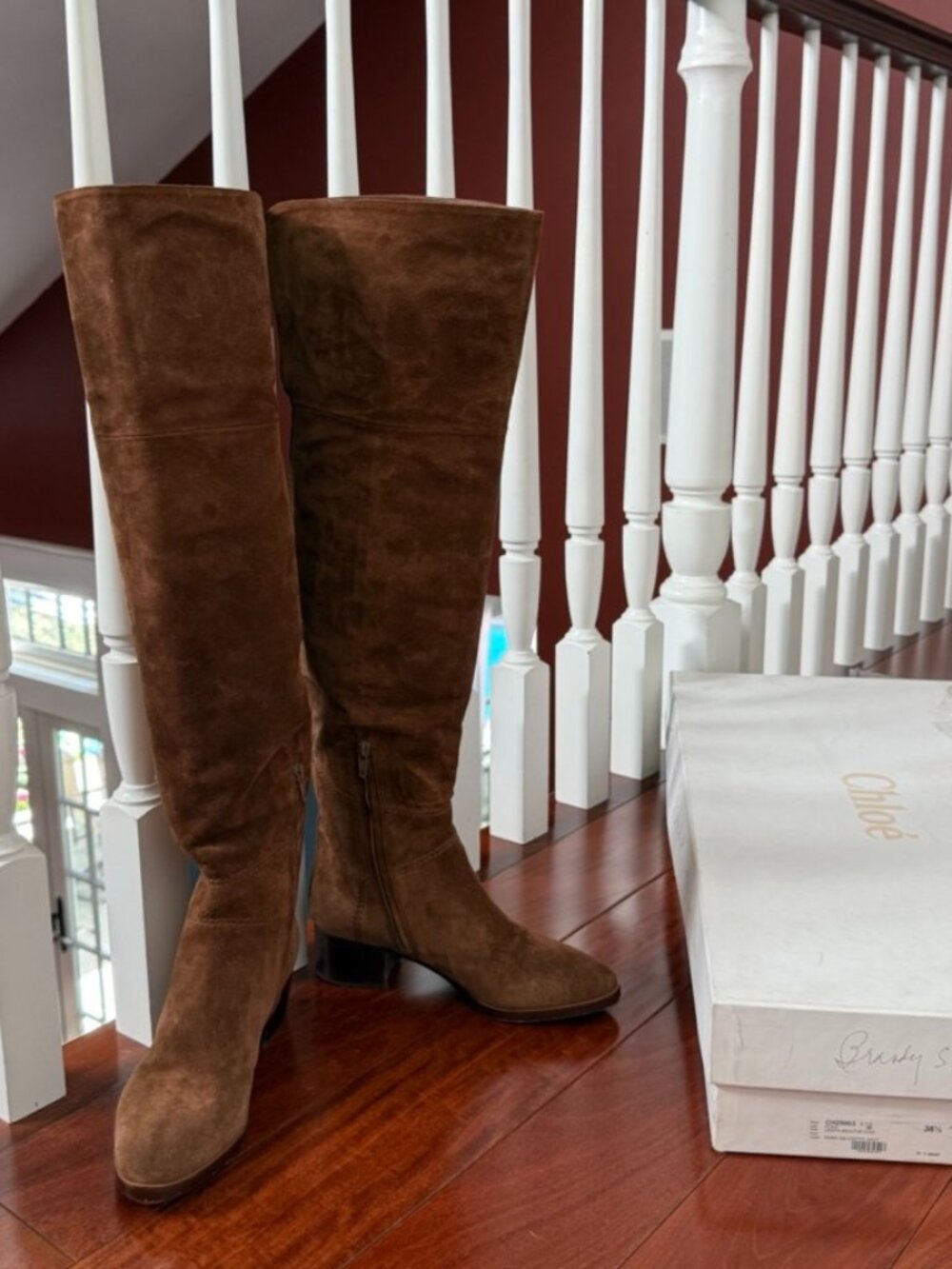 CHLOE Suede Saddle  Over-the-Knee Boots Size  38.5